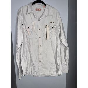 Revolve western utilitarian ivory men's button up with‎ front pockets